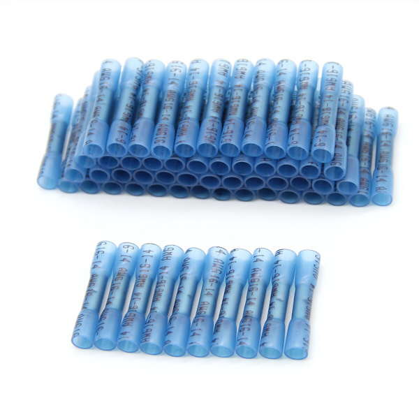 100 STK 22-16 AWG Krympestrømper Vanntette Fullt Isolerte Skjøte Elektriske Ledningskoblinger Sett Sortiment Rød Blue 50PCS