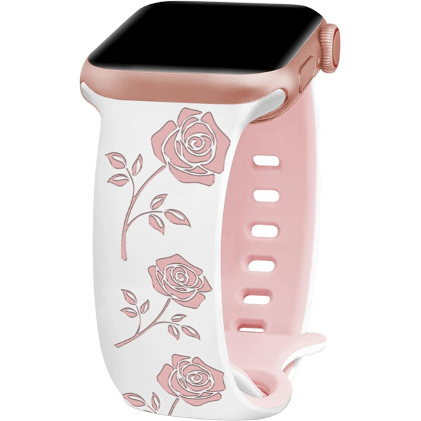 Klockarmband för Apple Watch iWatch 38/40/41mm tvåfärgad ros vit + rosa