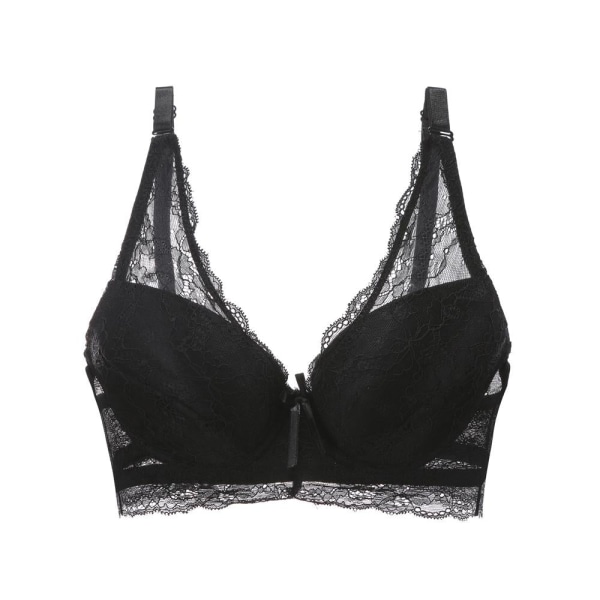 Artdewred Söt Spets Push Up BH Djup V Tenn Sexiga Underkläder Liten Byst BH För Kvinnor Underkläder Tjej Black 32B