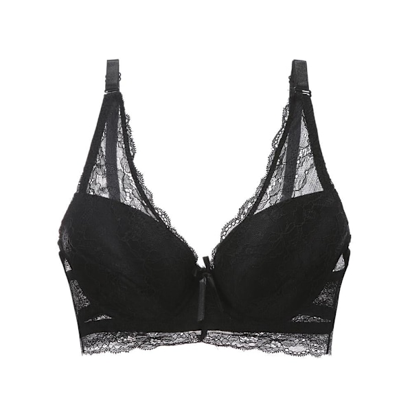 Artdewred Söt Spets Push Up BH Djup V Tenn Sexiga Underkläder Liten Byst BH För Kvinnor Underkläder Tjej Black 36B