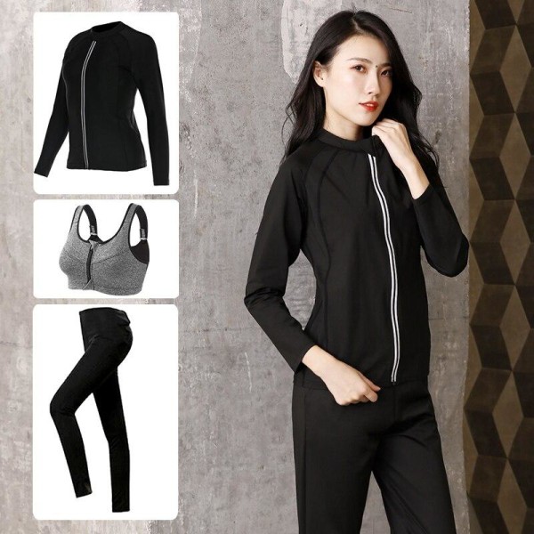 Yoga Set Sport Sweatshirt Träning Viktminskning Smal svettning Jacket Bra Pants1 S