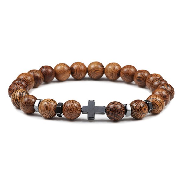 Rukous Miehet Luonnonkivi Puuhelmet Ruusukko Hematiitti Risti Rannekorut Onyx Meditaatio Rannekoru Naiset Jooga Korut Homme Pulsera Tiger eye 19cm