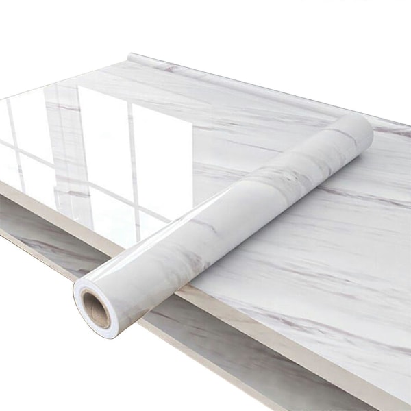 Harmaa/Valkoinen/Musta Kiiltävä Marmoripaperi Graniitti Vedenpitävä Tapetti Kuori ja Liimaa Tapetit valkoinen 60*500 white 60*500