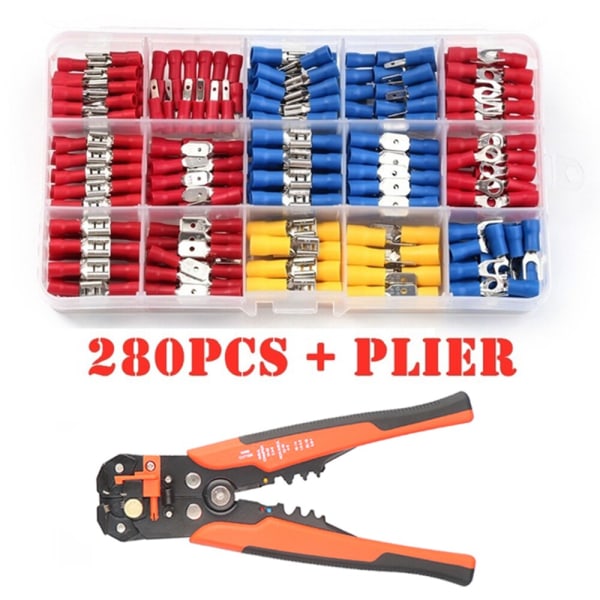 480 kpl valikoituja litteitä liittimiä, eristetty kaapelikytkin, sähköjohdon puristusliitin, rengas, haarukka, sarja, rengaskorvakkeet, valssattu sarja + pihdit As photo Plier