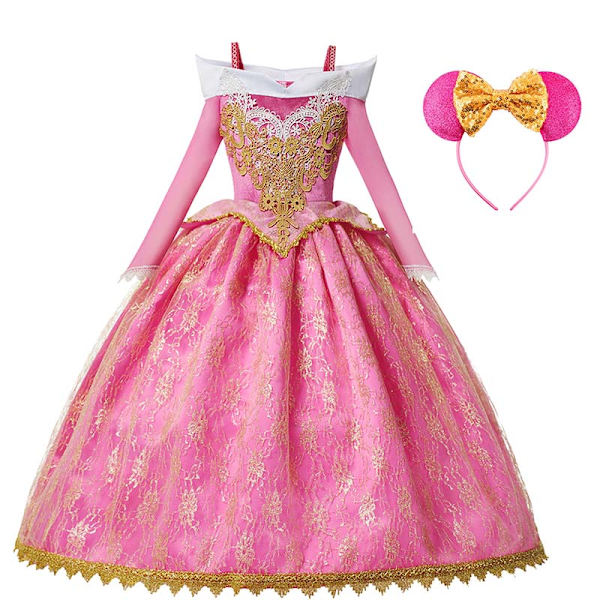 Prinsessa Ruusunen tyttöjen prinsessamekko lasten naamiaisasu cosplay Aurora ylellinen puku Halloween karnevaali verkkokangasvaatteet 7-8T (Tag 140) Aurora Set 6