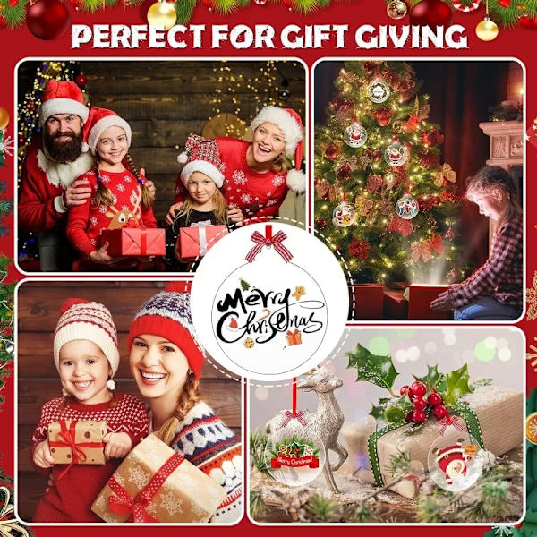 10/5 st Akrylskivor Julgran Hängande Ornament DIY Tom Cirkel Jul Nyår Dekor för Hem Klar Prydnadskula Hantverk 10PCS-Diameter 5cm