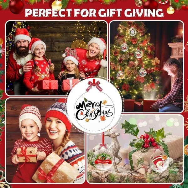 10/5 st Akrylskivor Julgran Hängande Ornament DIY Tom Cirkel Jul Nyår Dekor för Hem Klar Prydnadskula Hantverk 10PCS-Diameter 7.5cm