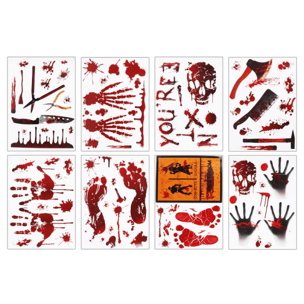 Halloween Dekorasjon Grusomme Blodige Håndavtrykk klistremerker Halloween Vindusvegg Klistremerker Gulvdekaler Klistremerker Halloween festrekvisitter style F