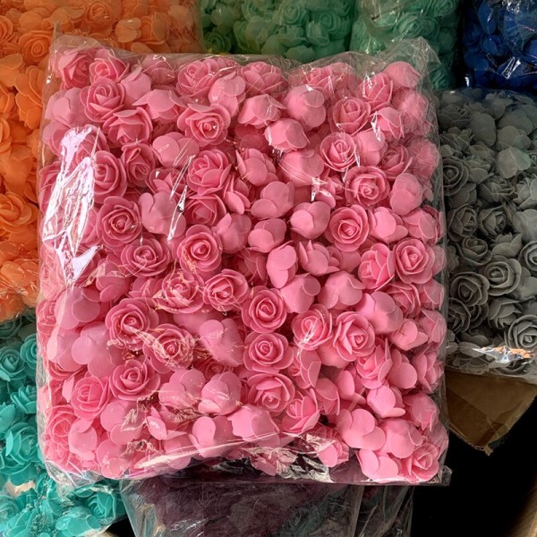 50/100/200/500 stk. 3 cm Skumroser til Bjørn Kunstige Blomster DIY Gaveæske Bryllup Dekorativ Jule Hjemmeindretning 20 Farver Pink 100