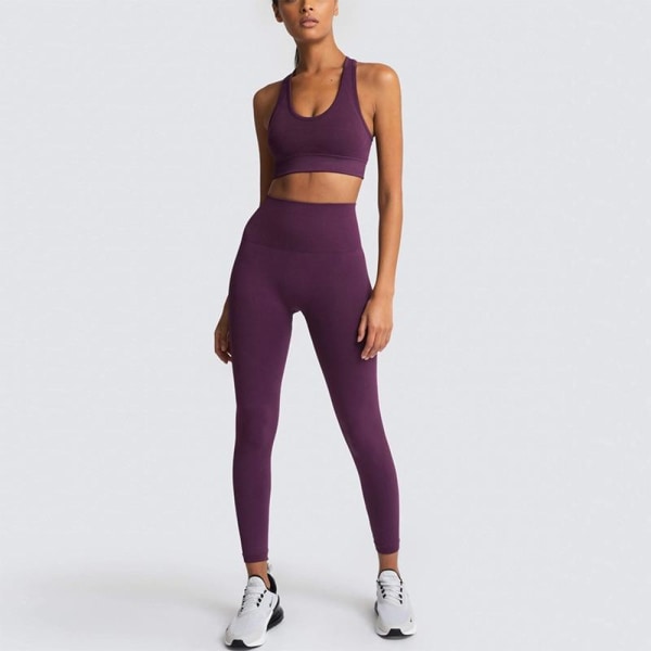 Yoga Sæt Sportstøj Fitness Sæt Sports BH Leggings 2 Dele Sæt Til Yoga Kvinder qianlan S