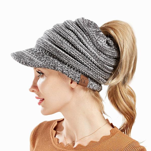 Baseballcaps med merke, caps med skygge, åpning bak for hestehale, høst- og vintercaps i ull, dame, 12 farger Light gray M（56-58cm）