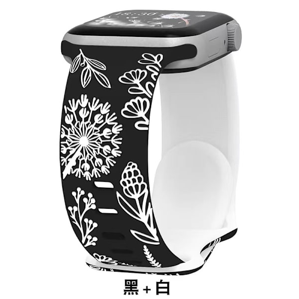 Kellon ranneke Apple Watch iWatch 38mm musta+valkoinen