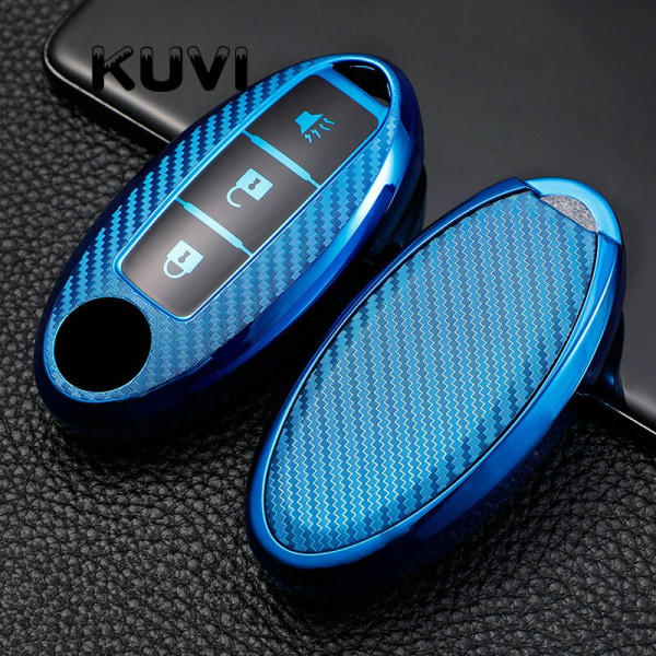 Carbon TPU Car Remote Key Case Cover Shell Nissan Qashqai X-Trail T32 T31 Juke J10 J11 Kicks Tiida Pathfinder Note for Infiniti A style green