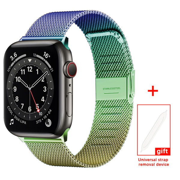 Milanese Loop för Apple Watch Band 6 SE 5 4 44mm 42mm Armband i rostfritt stål Metallarmband av iWatch Series 1 2 3 38mm 40m Gold 44mm