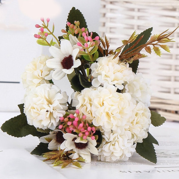 15 kpl silkkihortensia keinotekoinen kukka valkoiset hääkukat pieni kimppu tekokukka juhlat DIY-koristelu C18