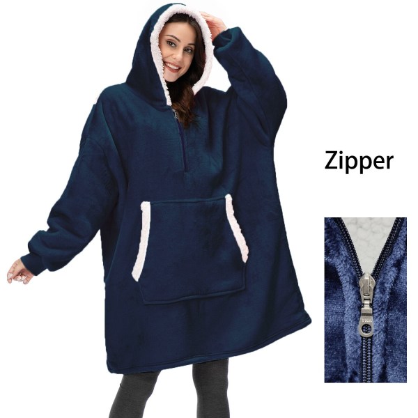 Filttröja Dam Vinter Huvtröjor Utomhus Huvförsedda Jackor Varm Bekväm Badrock Jul Fleecefilt Sudadera Mujer pink zipper One Size
