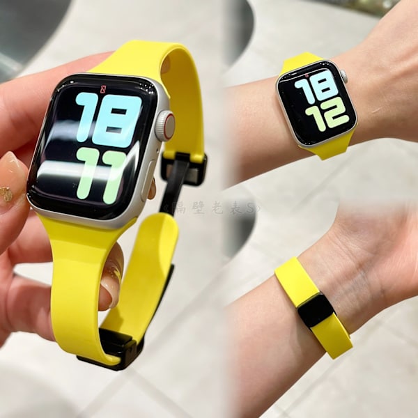 Klockarmband för Apple Watch iWatch 45mm 7/8/9 generation Gul tunn silikon magnetiskt spänne