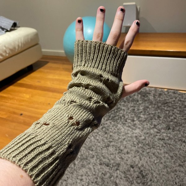 Nya Varmare Vinter Damhandskar Stilfulla Handskar Flicka Arm Virkad Stickning Ihåligt Hjärta Vante Varma Fingerlösa Handskar White One Size