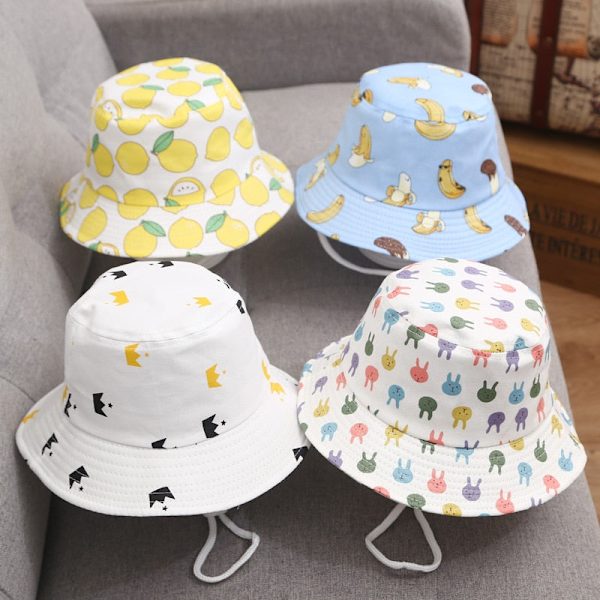 Sommar Baby Solhatt Barn Utomhus Anti UV-skydd Strandhattar Fiskehinkhattar Barn Pojke Flicka Tecknad Fiskarhatt rabbit