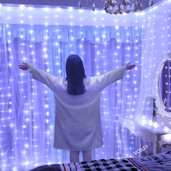 3m Hyvää Joulua LED-valoketjuverho Jouluvalot Garland Joulukoristeet Kotiin Joulukoristeet Navidad Uusi Vuosi 2024 Blue 3MX1M 100LED