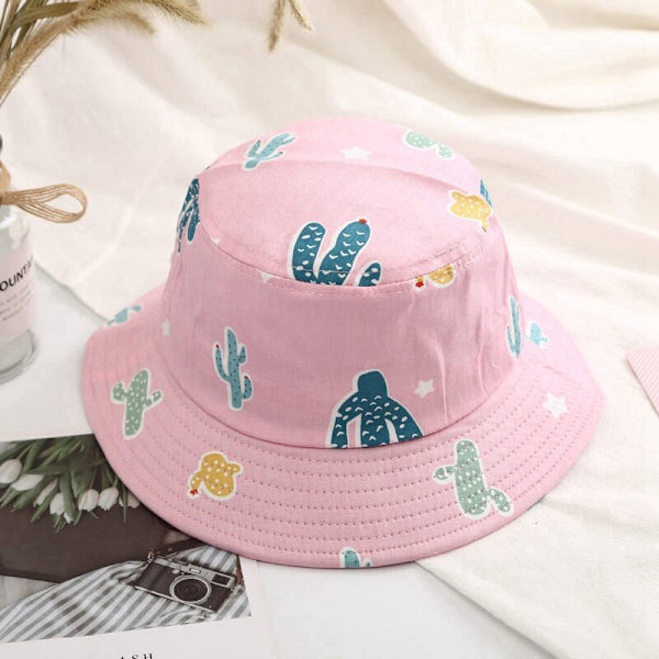 Baby Bucket Hatt Barn Sommarhattar för Pojkar Dinosaurie Tryck Panama Hatt Barn Fiskarhattar Flickor Strandhatt Casquette Cactus One Size(47-50cm)