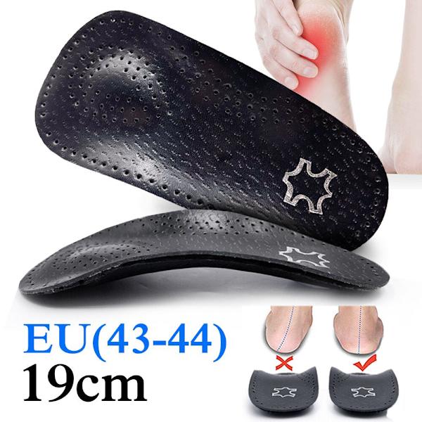 EiD Nytt hålfotsstöd 25mm Ortopedisk innersula Svart Läder ortopediska inläggssulor för Plattfot O/X Ben Korrigerad Skosula inlägg Half pad (EU 43- 44) 1 Pair