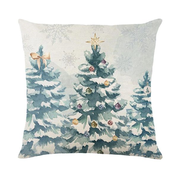 Merry Christmas Pudebetræk 45x45cm Pyntepudebetræk Vinter Julepynt til Hjemmet Træ Hjort Sofa Pudebetræk 24