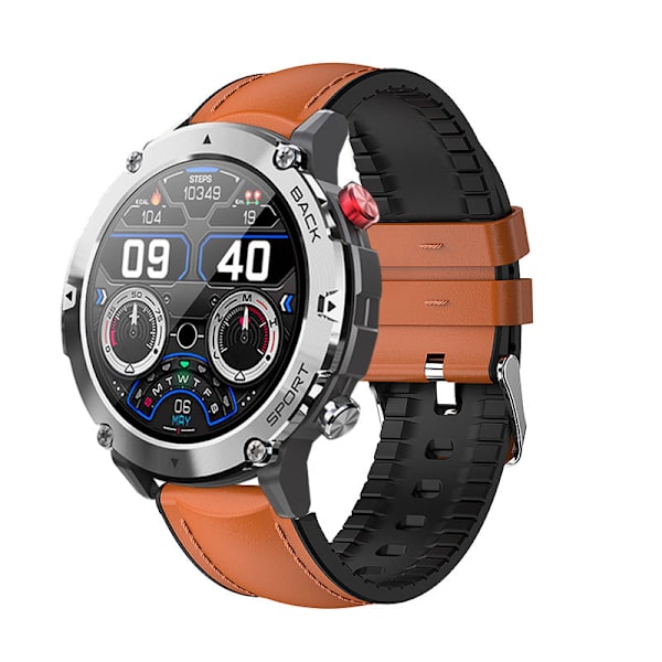 Smartklocka för musikuppspelning, utomhus, tålig, IP67, lång batteritid, multisport Brown leather