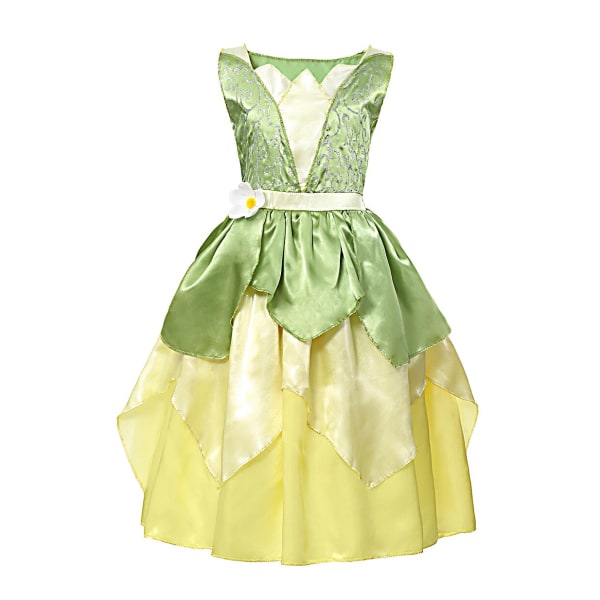 Disney Fancy Girl Tinker Bell Princess Klänning för flickor med vingar Barn Födelsedag Pixie Fairy Cosplay kostym för karnevalsfest 4T Tiana 11pcs sets