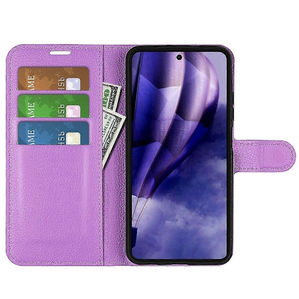 För HMD Skyline Fodral Litchi Textur Stötsäkert Läder Plånbok Telefonfodral - Blå Purple