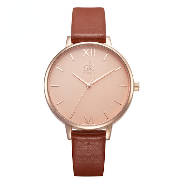 Moderigtigt Simpelt Casual Dame Quartz Ur Bælte Stil Dame Vandtæt Dameur K0039 Brown