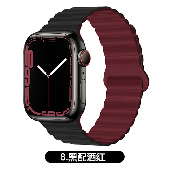 Kellon ranneke Apple Watch iWatch -kelloon Soveltuu: 10. sukupolvi 46mm 8 musta viininpunaisella