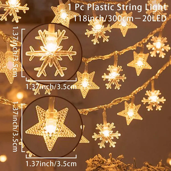 Joulukuusi Lumihiutale LED-valonauha Banneri Joulukoriste 2023 Kotiin Navidad Joulukuusen Sisustus Keijuvaloriipus light style 11