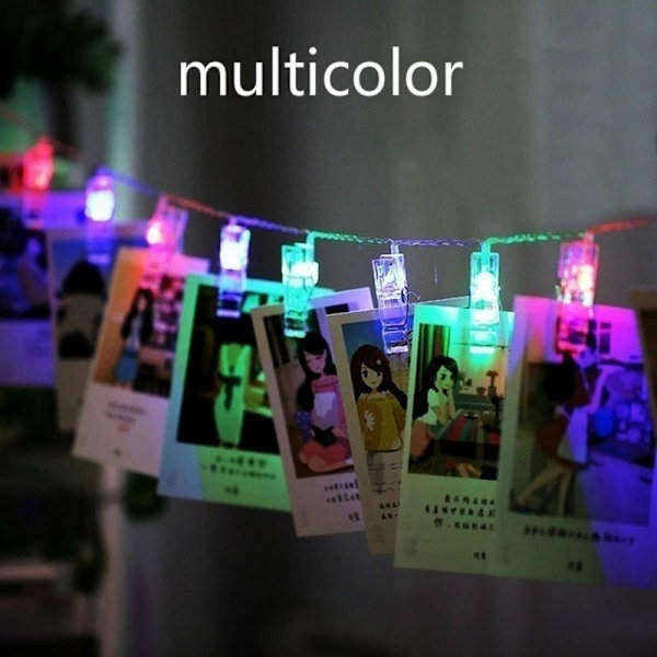 10 LED/20 LED Fotoklämmor Ljusslinga Väggdekorationslampor för Upphängning av Foton Kort och Memon Like the picture 2m-20led-white