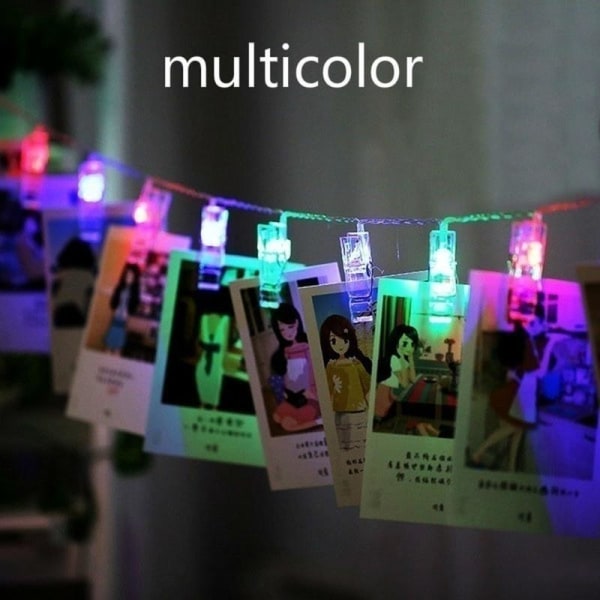 10 LED/20 LED Fotoklips Lysstreng Vægdekorationslys til Ophængning af Fotos Kort og Notater Like the picture 1m-10led- warm white
