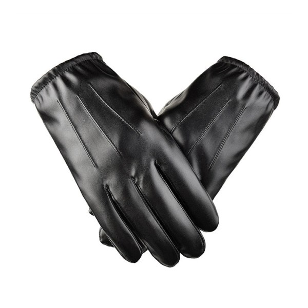 1 par PU-läderhandskar för män Vinter Höst Körhandskar Varma Cashmere Taktiska Handskar Svarta Utomhussporthandskar Vattentäta Vantar Black1 XL