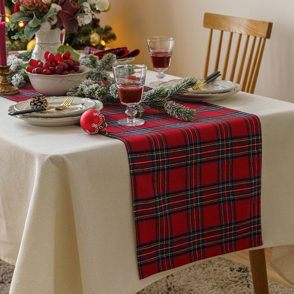 Joulufestivaalin pöytäliina lämmönkestävä matto pöytätabletti kangas pöytäjuoksija korkean lämpötilan kestävä Large plaid red 40 * 40cm (napkin)4pcs