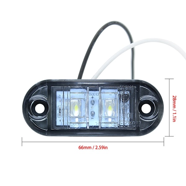 2 st LED Sidomarkeringsljus Positionsljus Bil Släpvagn Husvagn 12V Vattentät Vit E11 Lampa för Lastbil Overseas