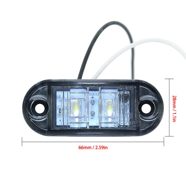 2st LED sidomarkeringsljus Rengöring Bil Trailer Husvagn 12V Vattentät Vit E11 glödlampa för lastbil Overseas