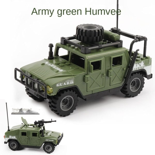 DIY Monteringsmodell Bil Off-Road Jeep Monteringsleke 773 Hummer Bil Gutt Militærkjøretøy Militære Byggeklosser Black Humvee