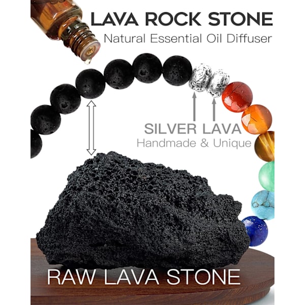 7 Chakra Healing Helmillinen Rannekoru Luonnon Laavakivi Tiikerinsilmähelmet Rannekoru 8MM Naisille Miehille Muoti Jooga Korut 6