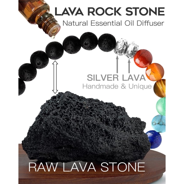 7 Chakra Healing Perlearmbånd Naturlig Lavasten Tigerøje Perler Armbånd 8MM Til Kvinder Mænd Mode Yoga Smykker 6