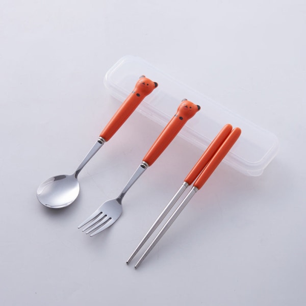 Servise Students Oppbevaringsboks Reisesett Barnas Rustfritt Stål Gaffel Skje og Spisepinner Sett Matcha Spoon chopsticks two-piece set