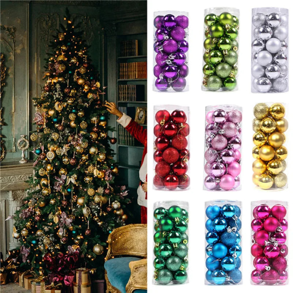 12 st Julgranskulor Ornament för Julgransdekoration Okrossbara Hängande Kulor Juldekoration Mix01-48PCS