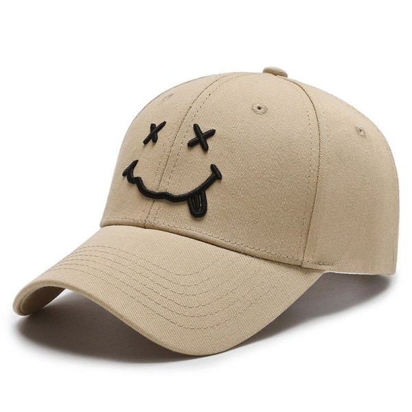 Baseballkepsar med broderat leende för damer Kpop Svart Bomull Justerbar Snapback Rolig Hip Hop Keps Höst Sol Pappa Hattar för Herr 09 Adjustable