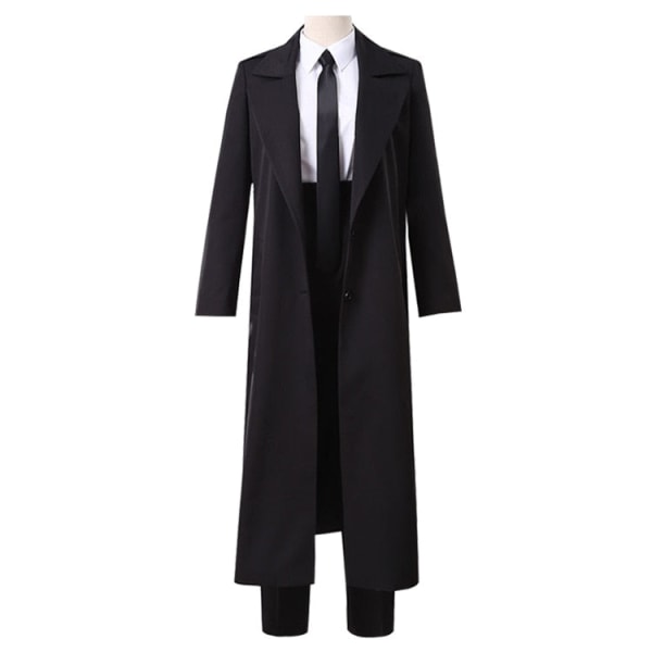 Anime Chainsaw Man Makima Cosplay Kostym Svart Trenchcoat Skjorta Slips Byxor Makima Peruk Lång Ljus Röd Fläta Herr Dam Kostym Uniform Trench only XXXL