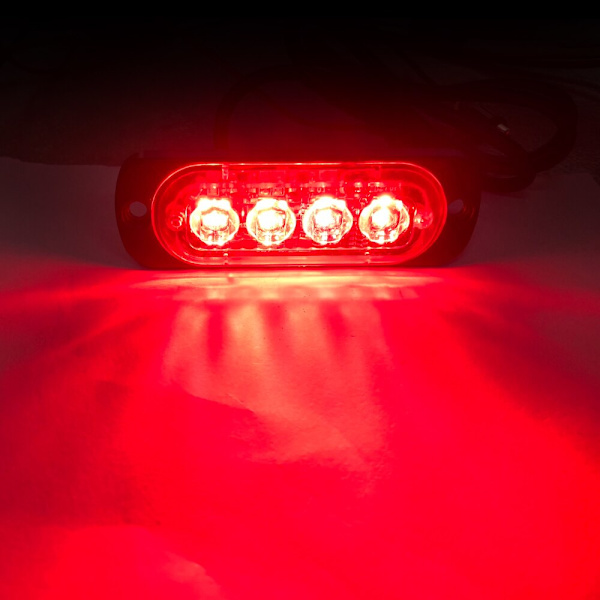 4LED Bil Strob Varningsljus Grill Blinkande Haveriljus Nödljus för 12v Lastbil Släpvagn Polis Fyr Lampa Signal BAKLYKTA red white 1 piece
