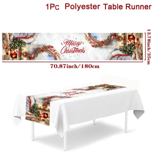 Joulupöytäliina Hyvää Joulua Koristeet 2023 Kotiin Pöytäliina Navidad Noel Kerst Joulu Lahjat Uusi Vuosi 2024 Natal polyester 19 as picture