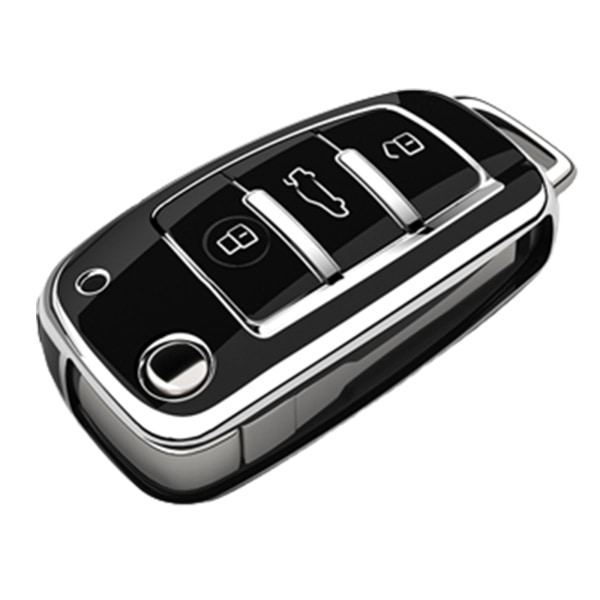 Blød TPU Bil Flip Nøgle Etui Cover Skal Fob til A1 A3 A6 A6L Q2 Q3 Q7 TTS R8 S6 RS3 Beskytter Nøglering Auto Tilbehør Overseas Phnom Penh white