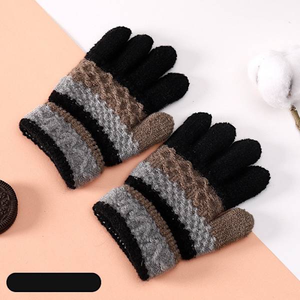 Höst Vinter Mjuka Stickade Babyhandskar Randiga Barn Flickor Pojkar Fullfingerhandskar Höst Vinter Varma Barnvantar 3-8 År Grey